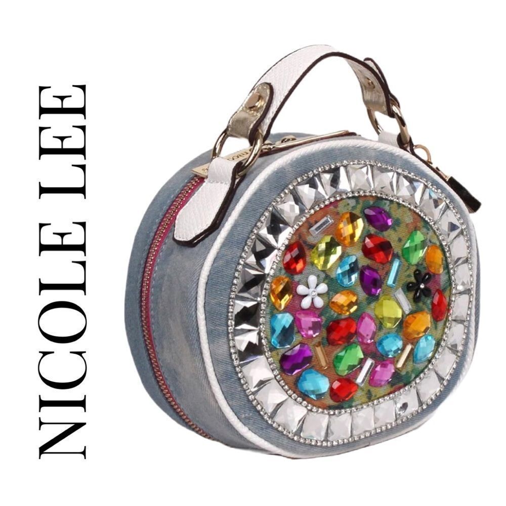 Nicole Lee Clover Denim Stones Mini Crossbody Bag